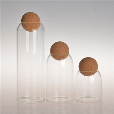 Klar glasskrukke med korkkule