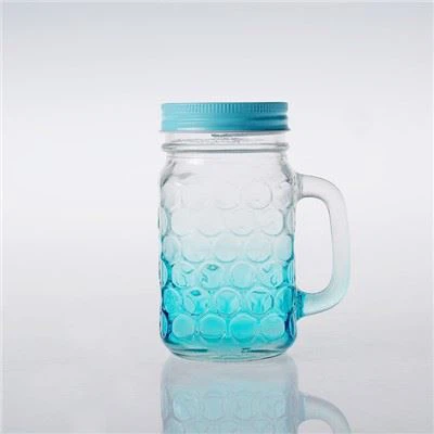 Mason Jar med håndtak og lokk