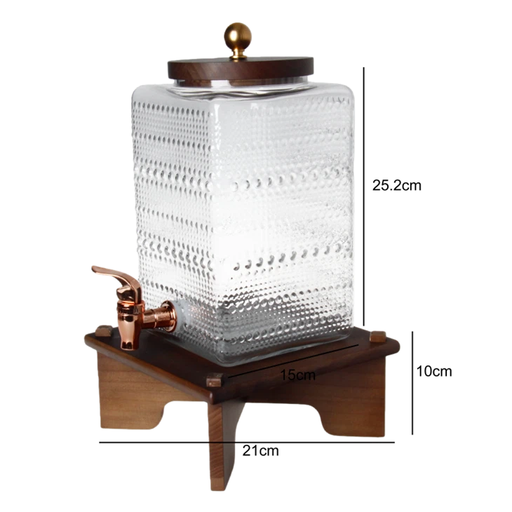 Square Glass Dispenser With Wood Accents factory
